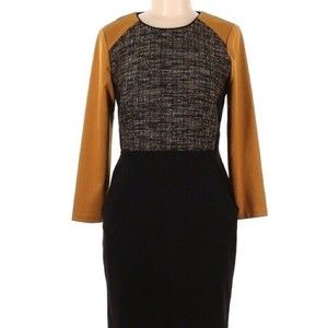 TRULLI Dress Black & Gold Long Sleeves Pockets Size 12